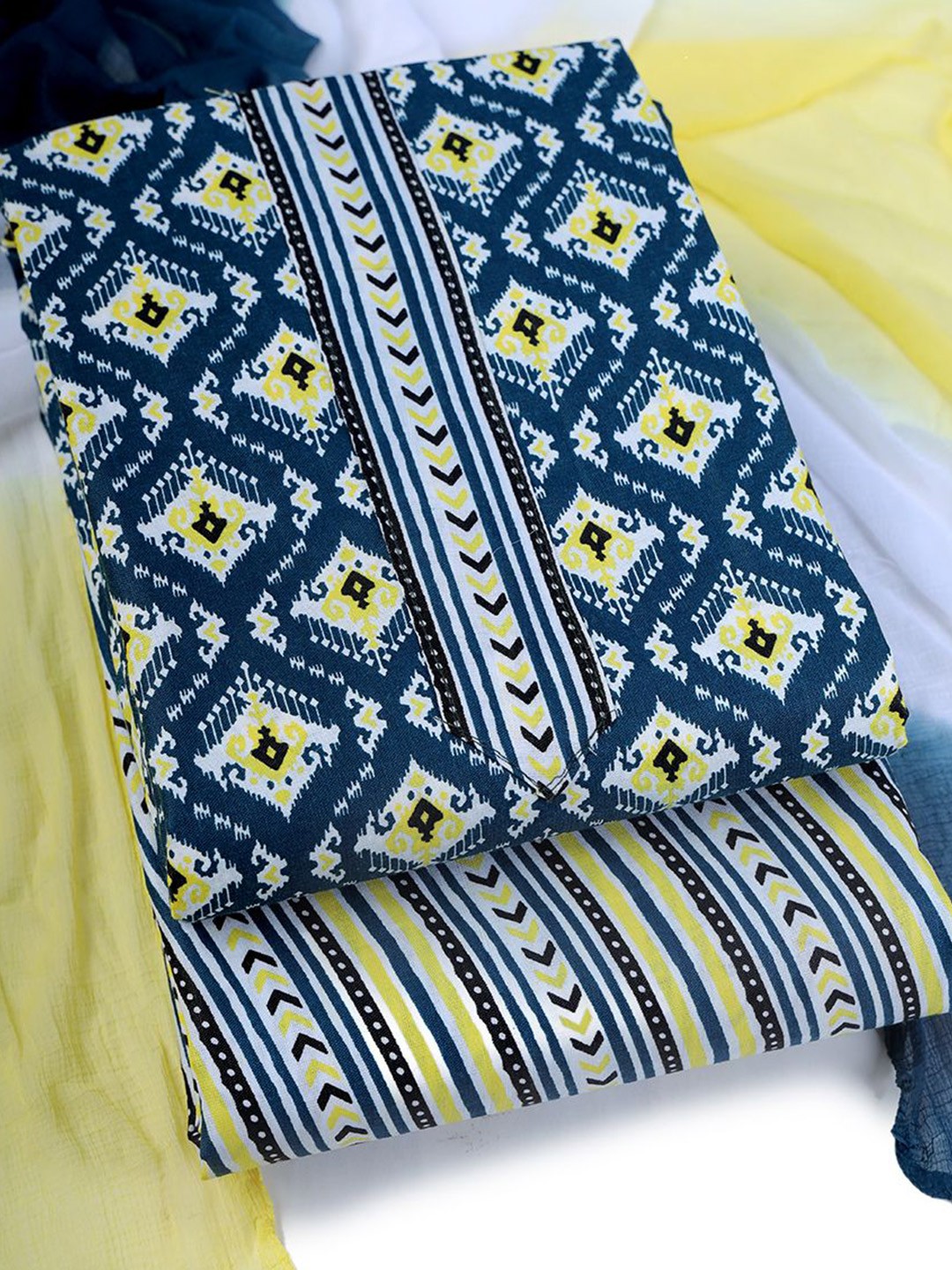 

Sun Fashion And Lifestyle Women Ethnic Motifs Printed Unstitched Dress Material, Yellow