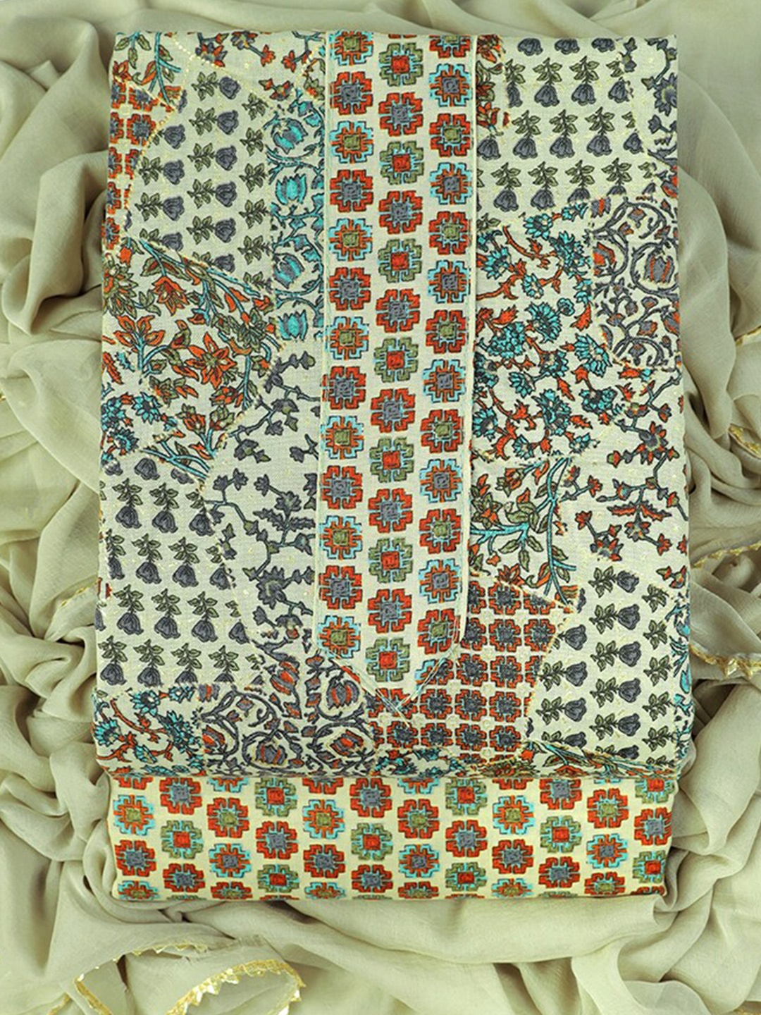 

Sun Fashion And Lifestyle Floral Printed Unstitched Dress Material, Lime green