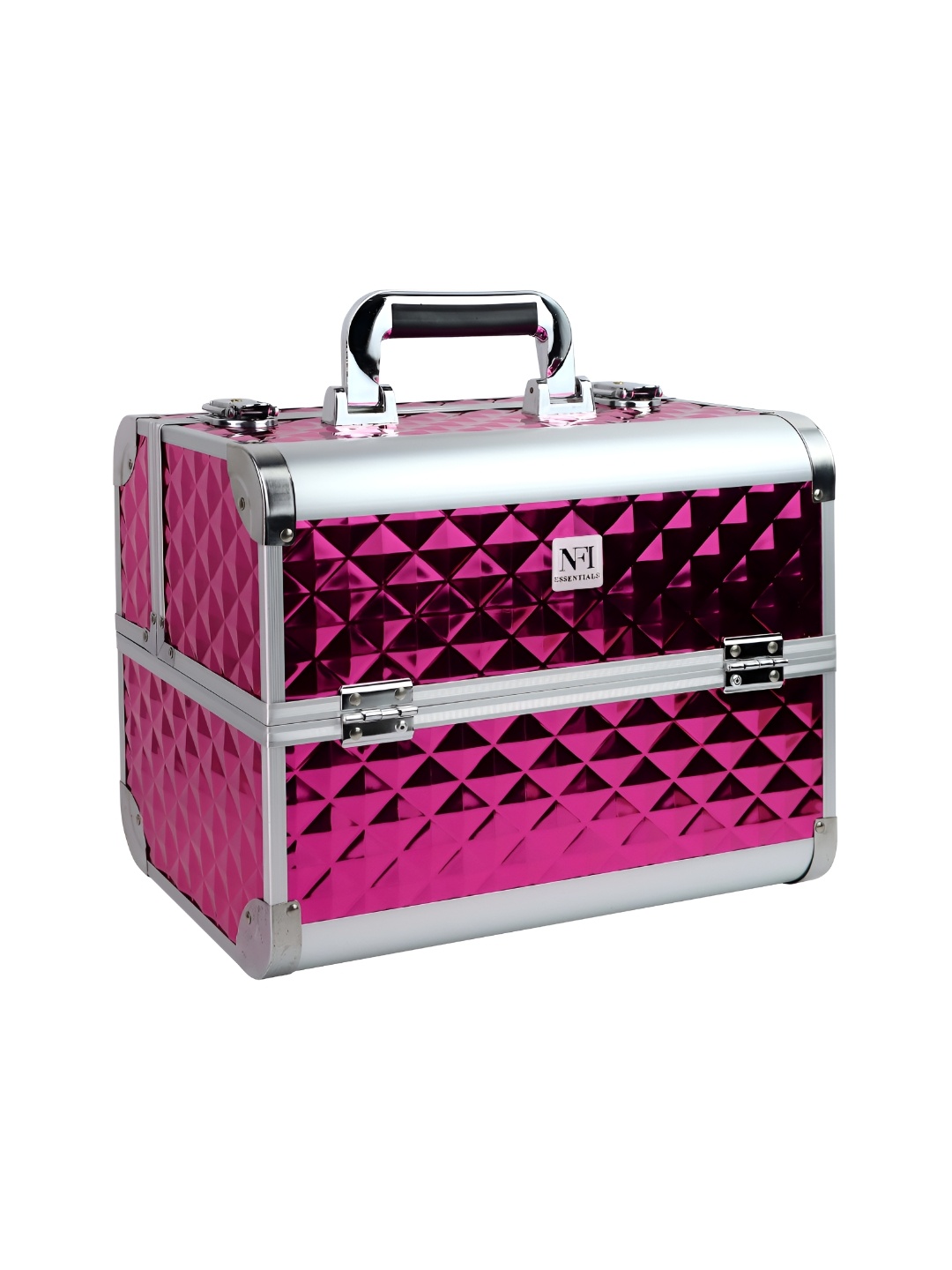 

NFI essentials Pink & Silver toned Regular Makeup Organiser Organisers