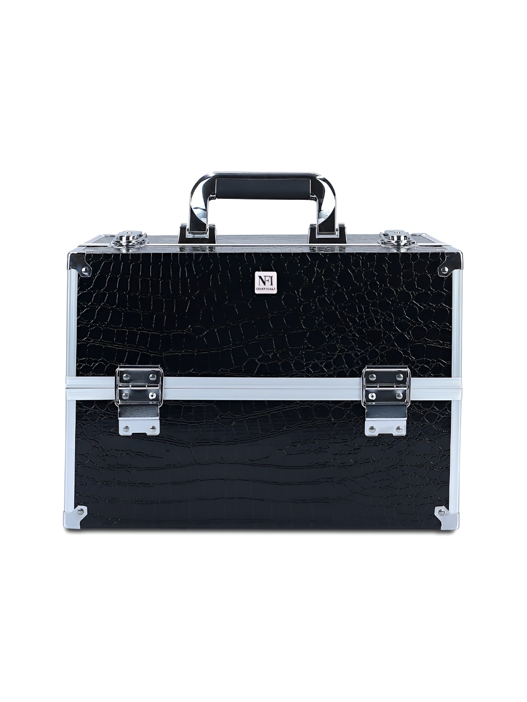 

NFI essentials Black & Silver toned Regular Makeup Organiser Organisers