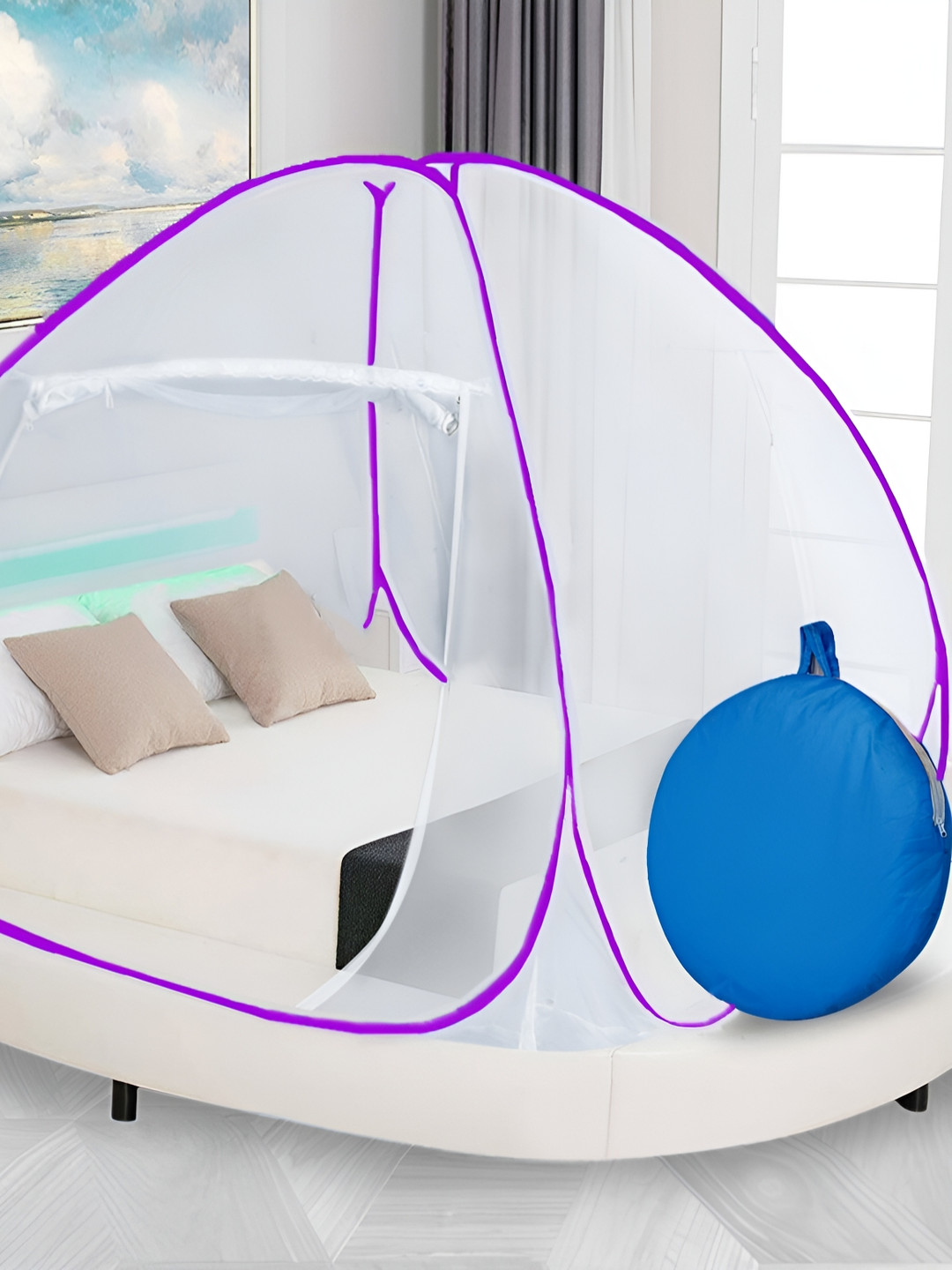 

Aura Purple & White King Size Tent Mosquito Net