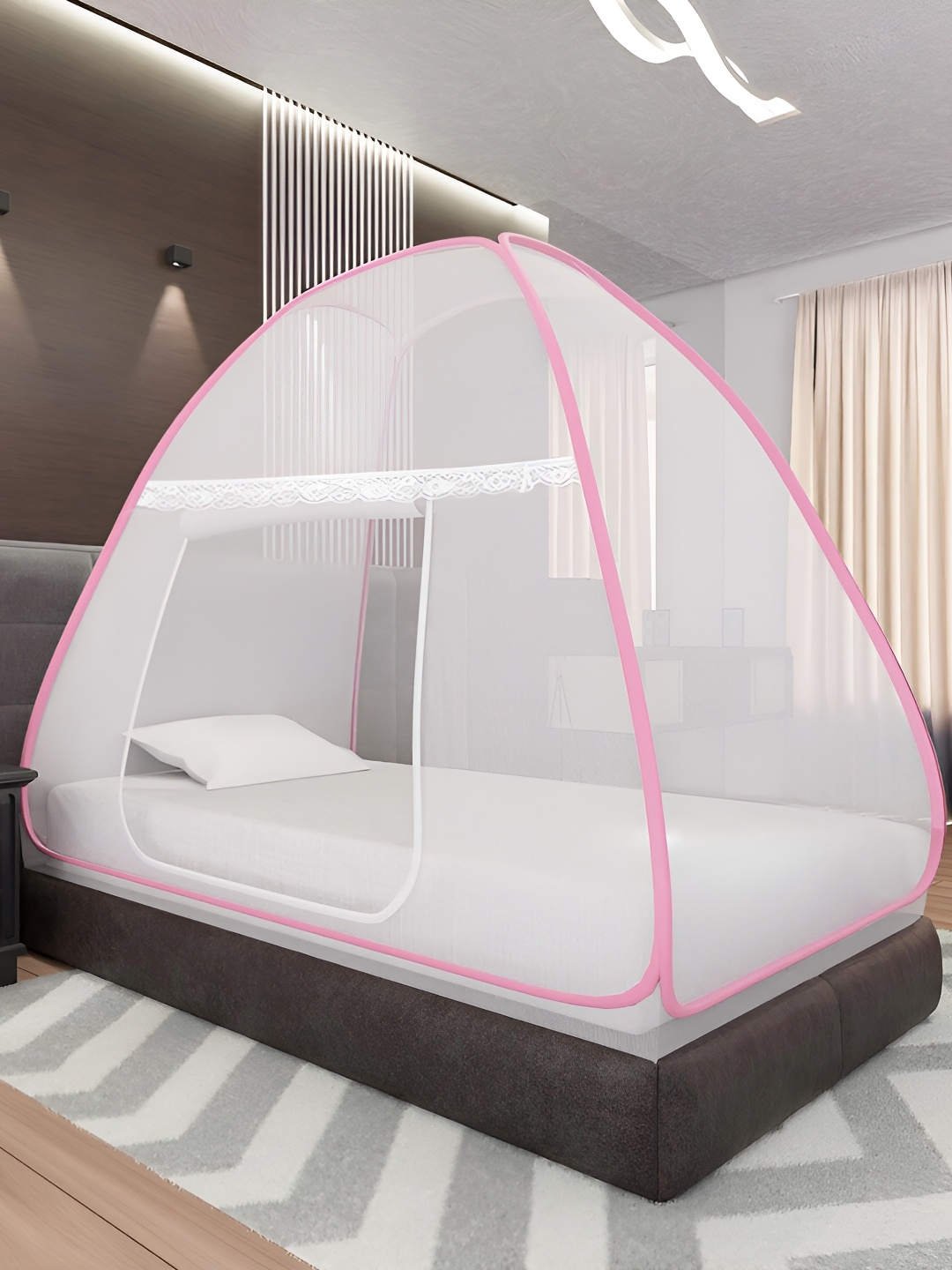 

Aura Pink & White Tent Mosquito Net
