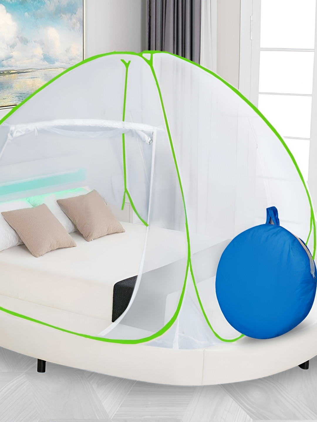 

Aura Green & White King Size Tent Mosquito Net