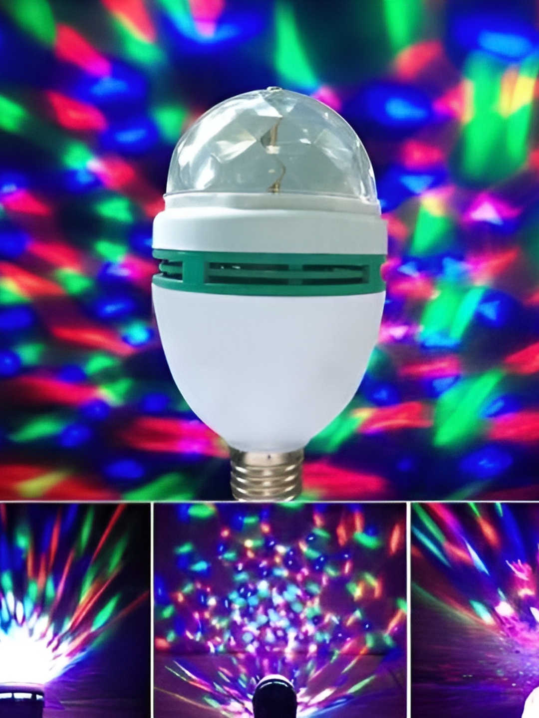 

SPARK WORLD White & Green Textured Disco Ball Bulb
