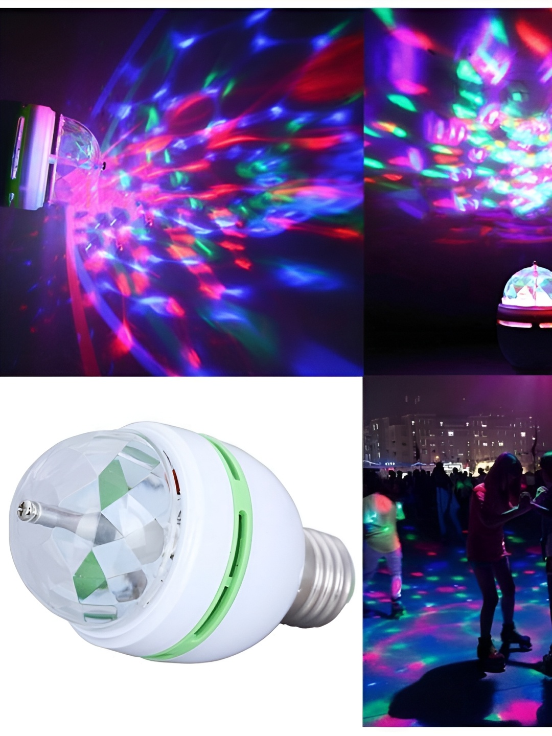 

SPARK WORLD White & Green Textured Semi-sphere Disco Ball Bulb