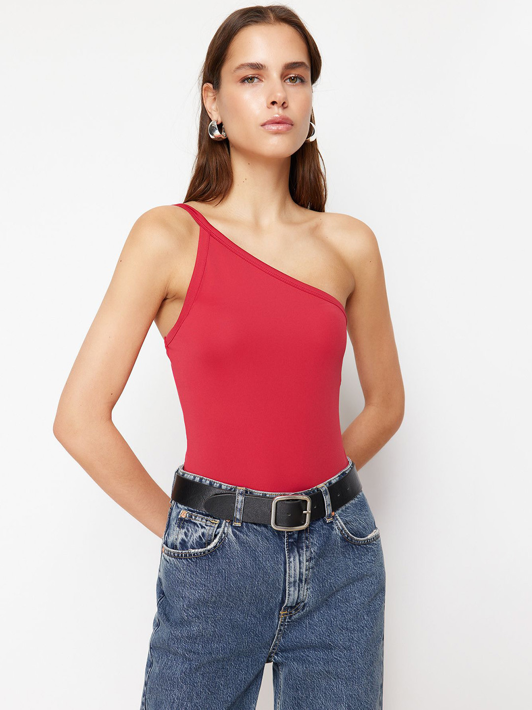 

Trendyol One Shoulder Neck Bodysuit, Red
