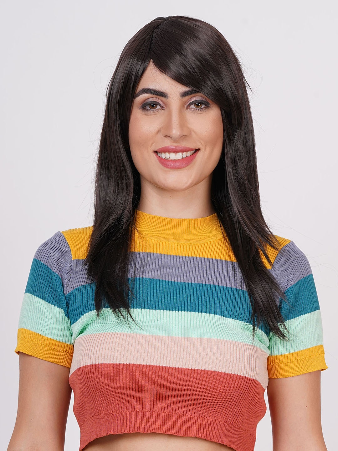 

CRIBE Shoulder Length Full Head Hair Extension with Fringes - Black, Brown