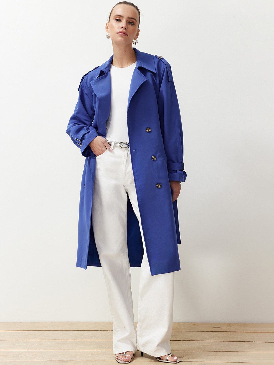 

Trendyol Double-Breasted Trench Coat, Blue