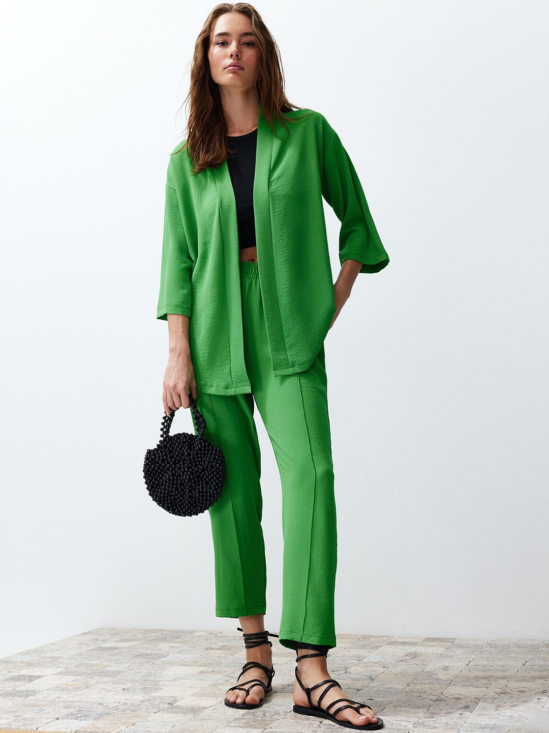 

Trendyol Open Front Jacket With Trousers, Green