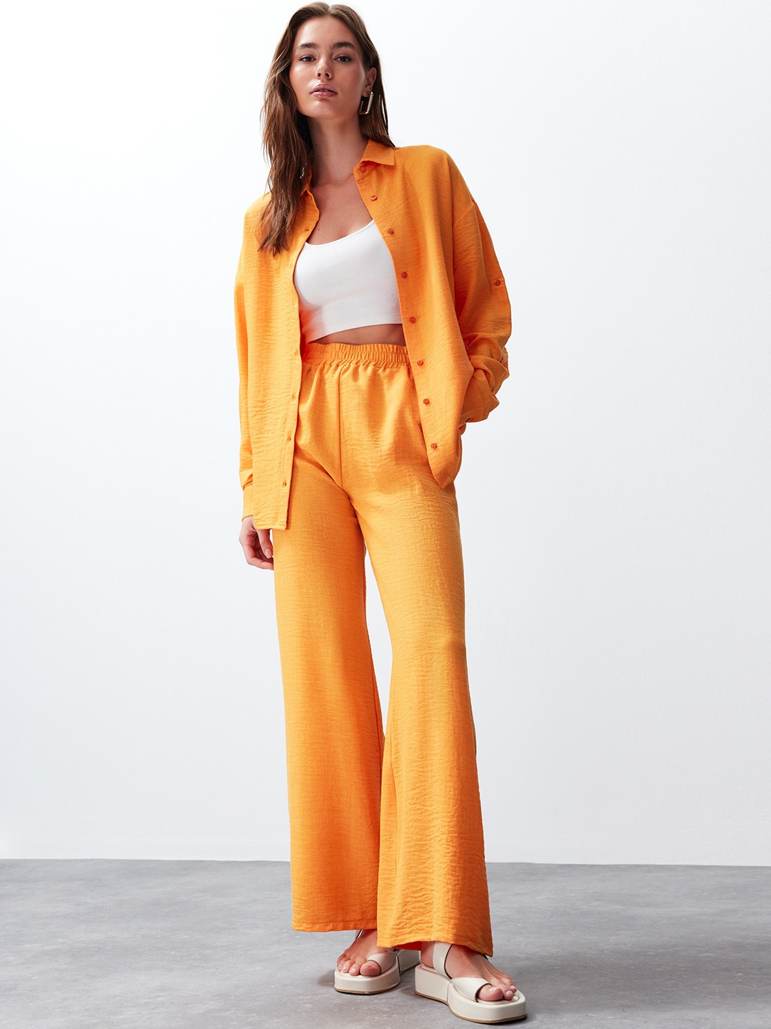 

Trendyol Shirt & Trousers Co-Ord, Orange