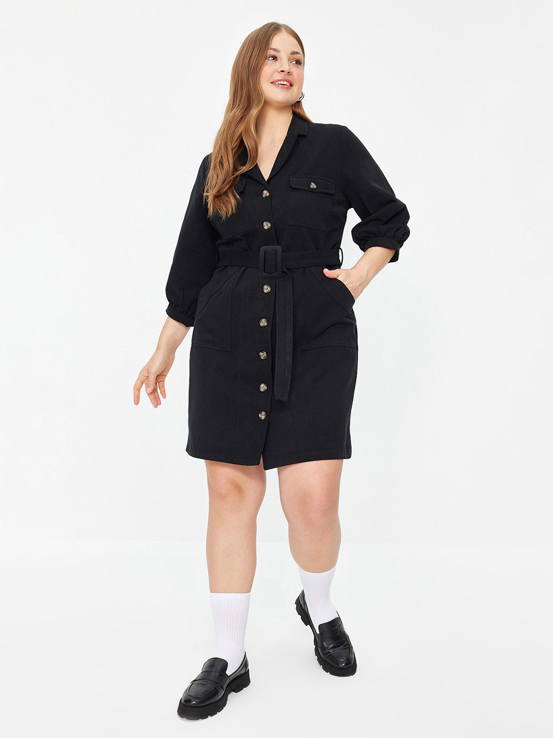 

Trendyol Women Puff Sleeve Shirt Dress, Na