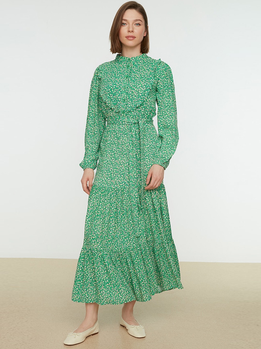 

Trendyol Green Floral Printed Maxi Dress