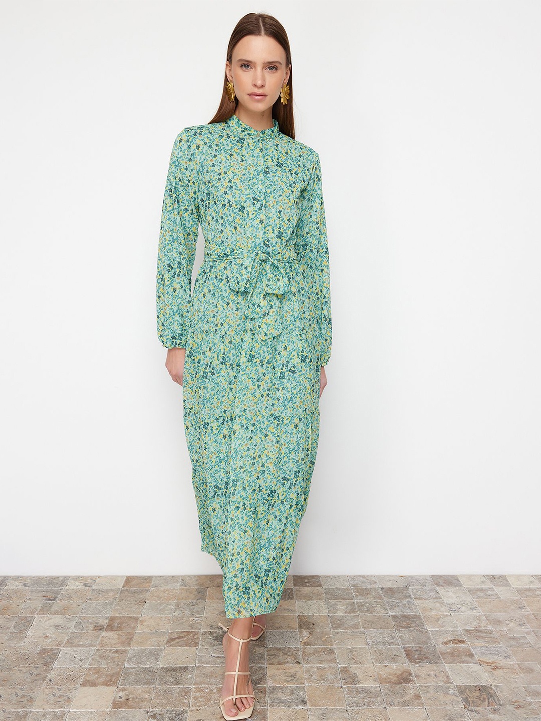 

Trendyol Floral Print Maxi Dress, Green