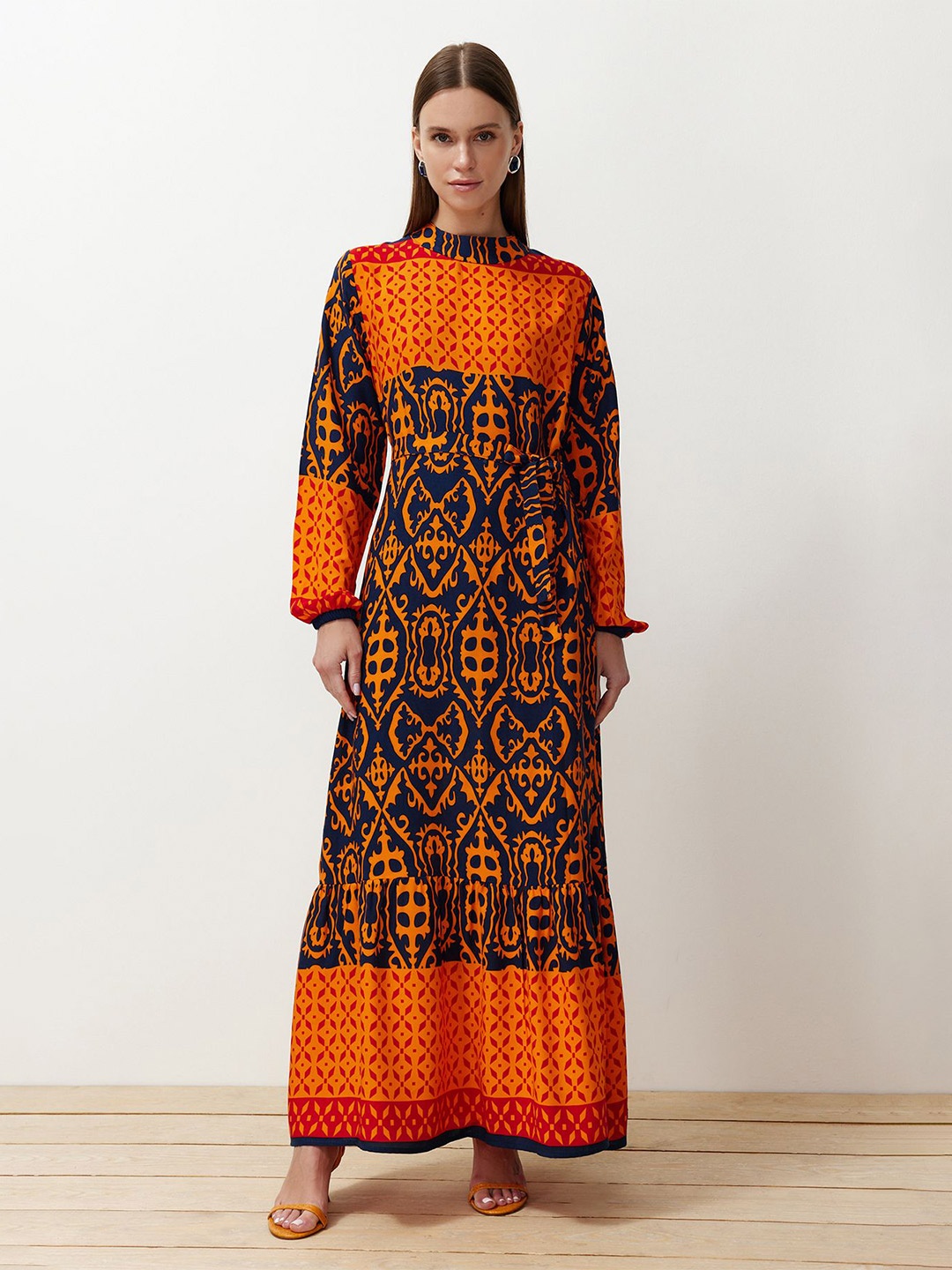 

Trendyol Ethnic Motifs Print Maxi Dress, Navy blue