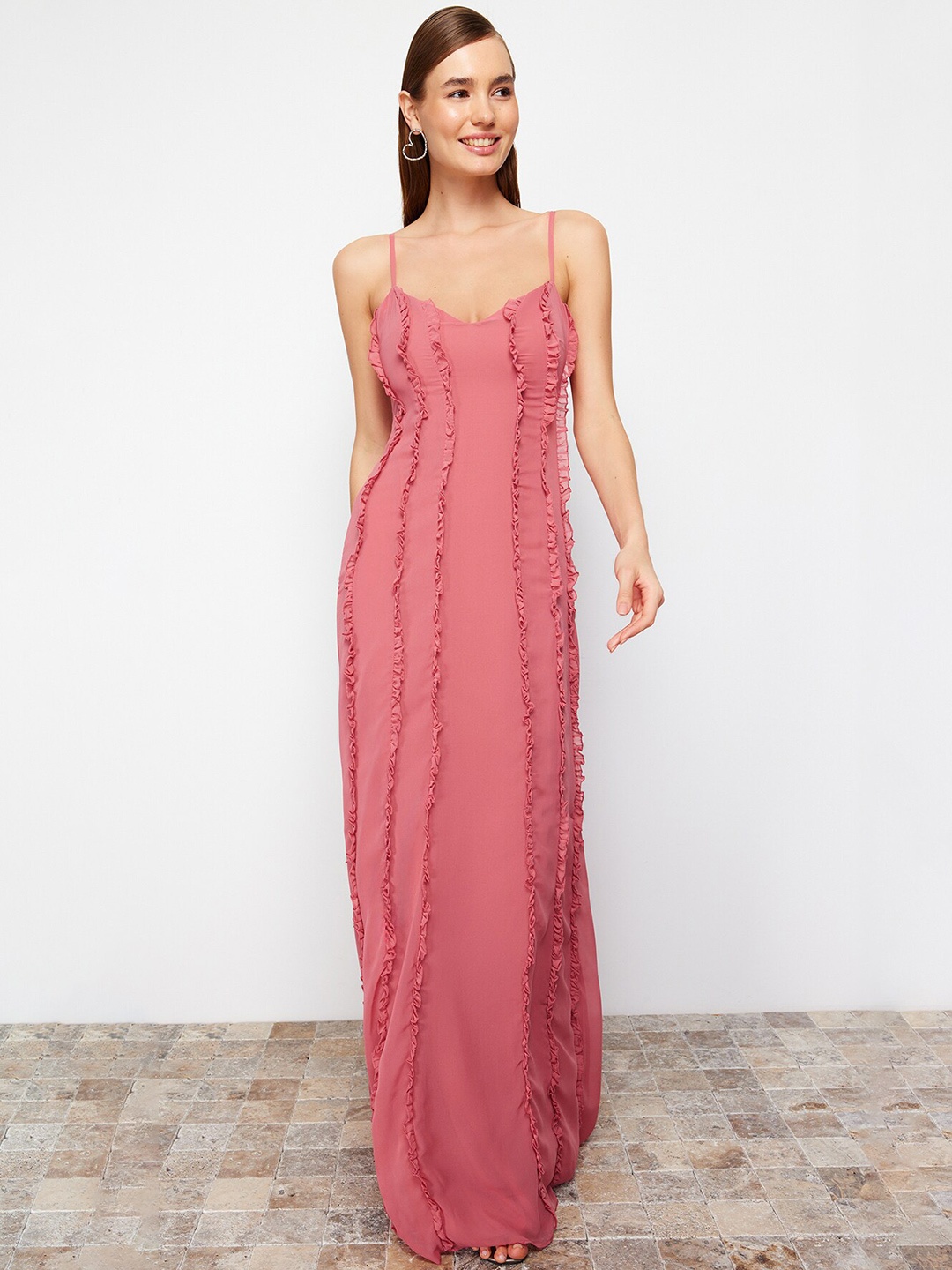 

Trendyol Solid Maxi Dress, Peach