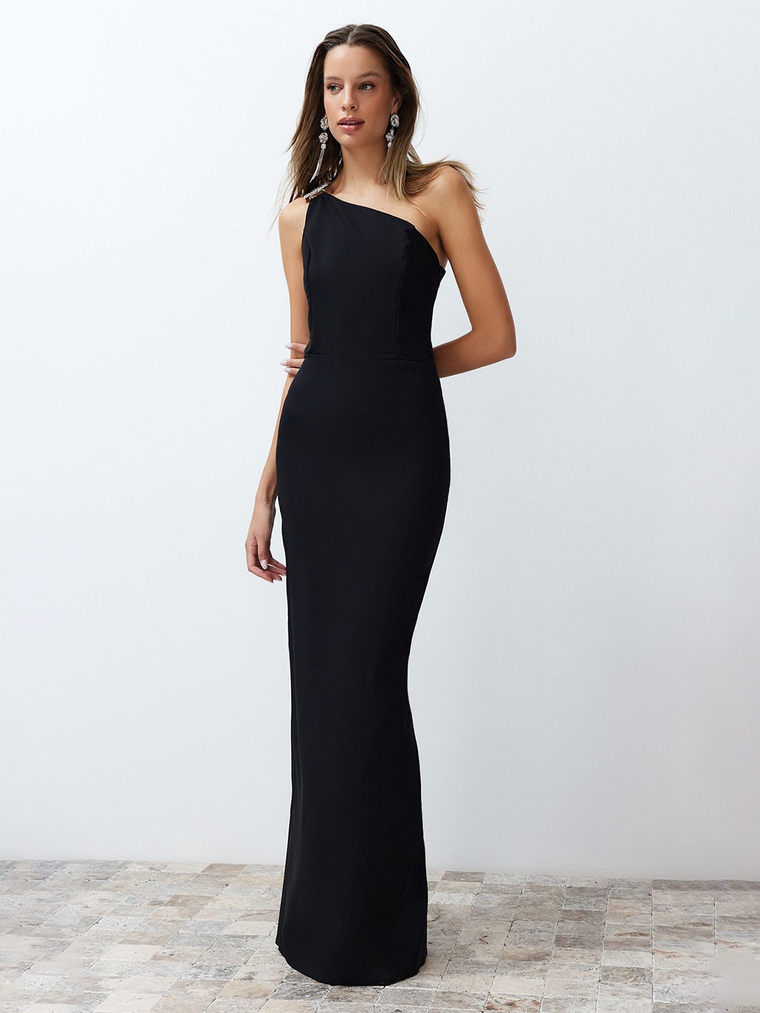 

Trendyol One-Shoulder Maxi Dress, Black