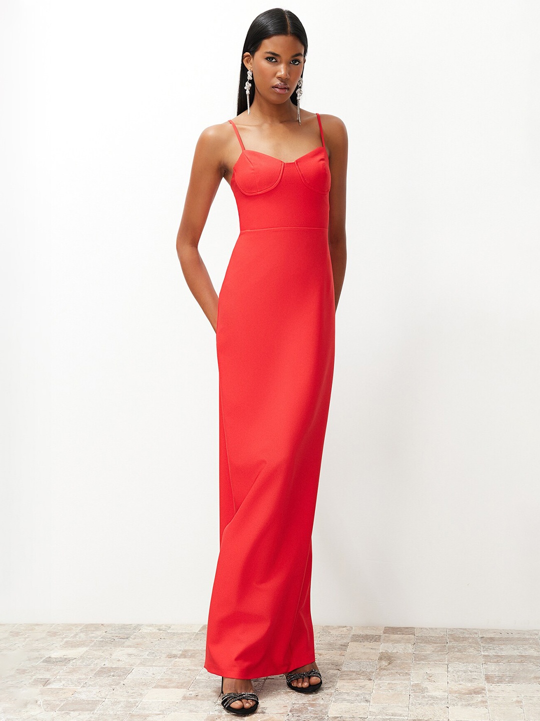 

Trendyol Shoulder Straps Maxi Dress, Red