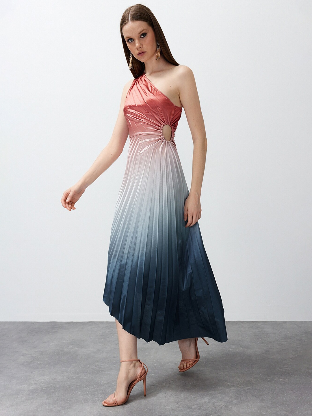 

Trendyol Women Tie and Dye Fit & Flare Midi Dress, Na