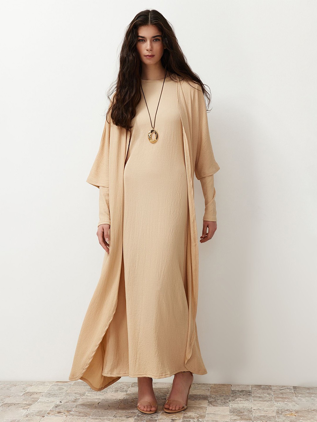 

Trendyol Flared Sleeve Maxi Dress, Na