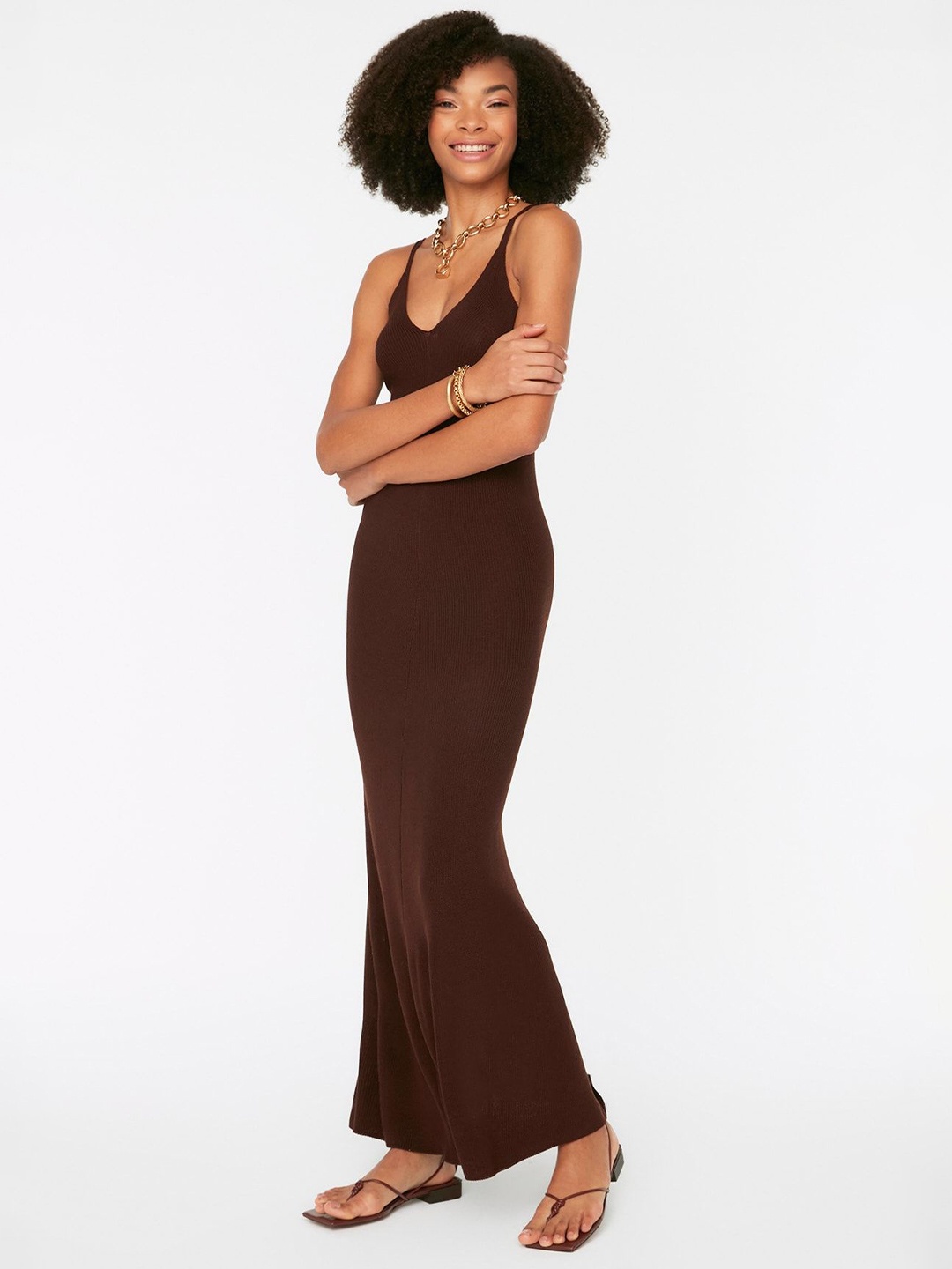 

Trendyol Women Halter Neck Maxi Dress, Na