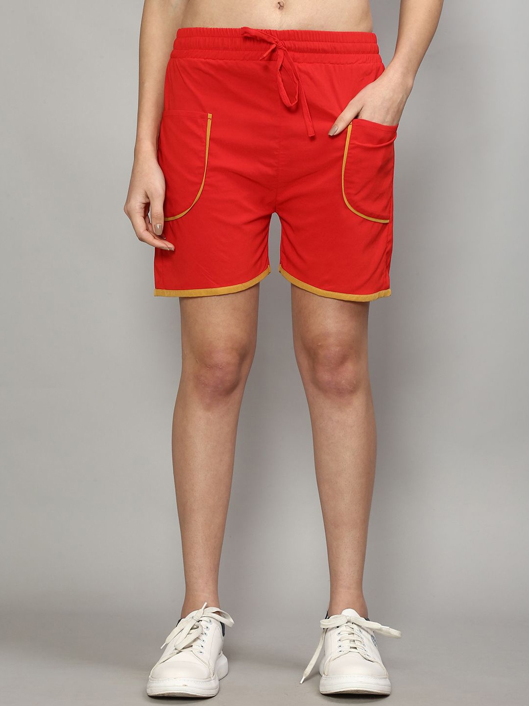 

GRACIT Women Solid Loose Fit Running Shorts, Red