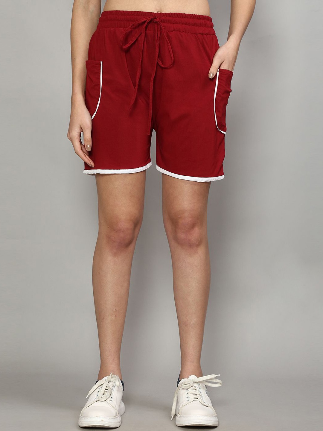 

GRACIT Mid-Rise Cotton Loose Fit Running Sports Shorts, Maroon