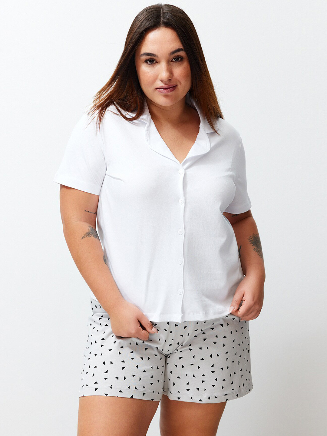 

Trendyol Pure Cotton Night suit, White