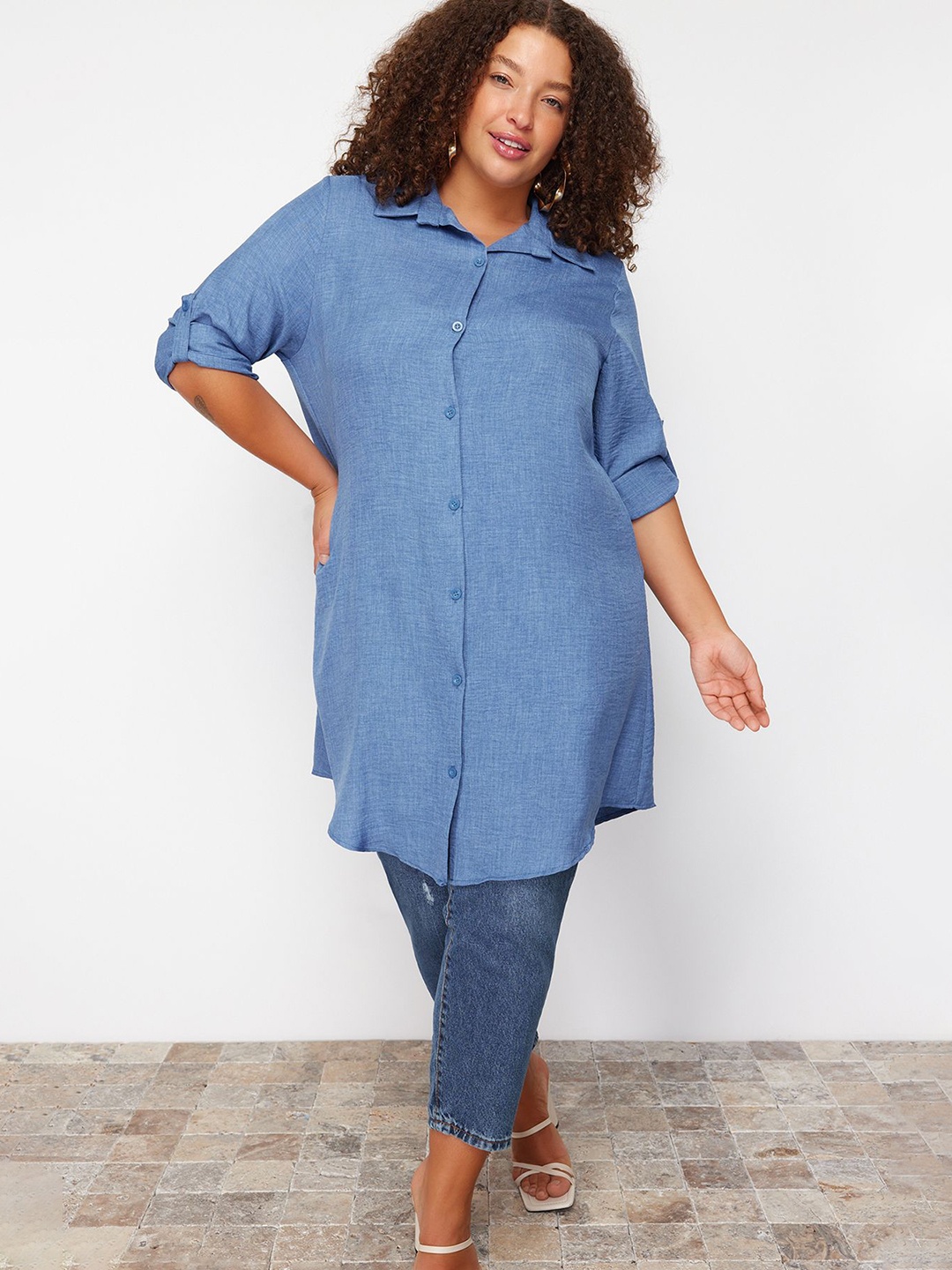 

Trendyol Women Opaque Casual Shirt, Blue