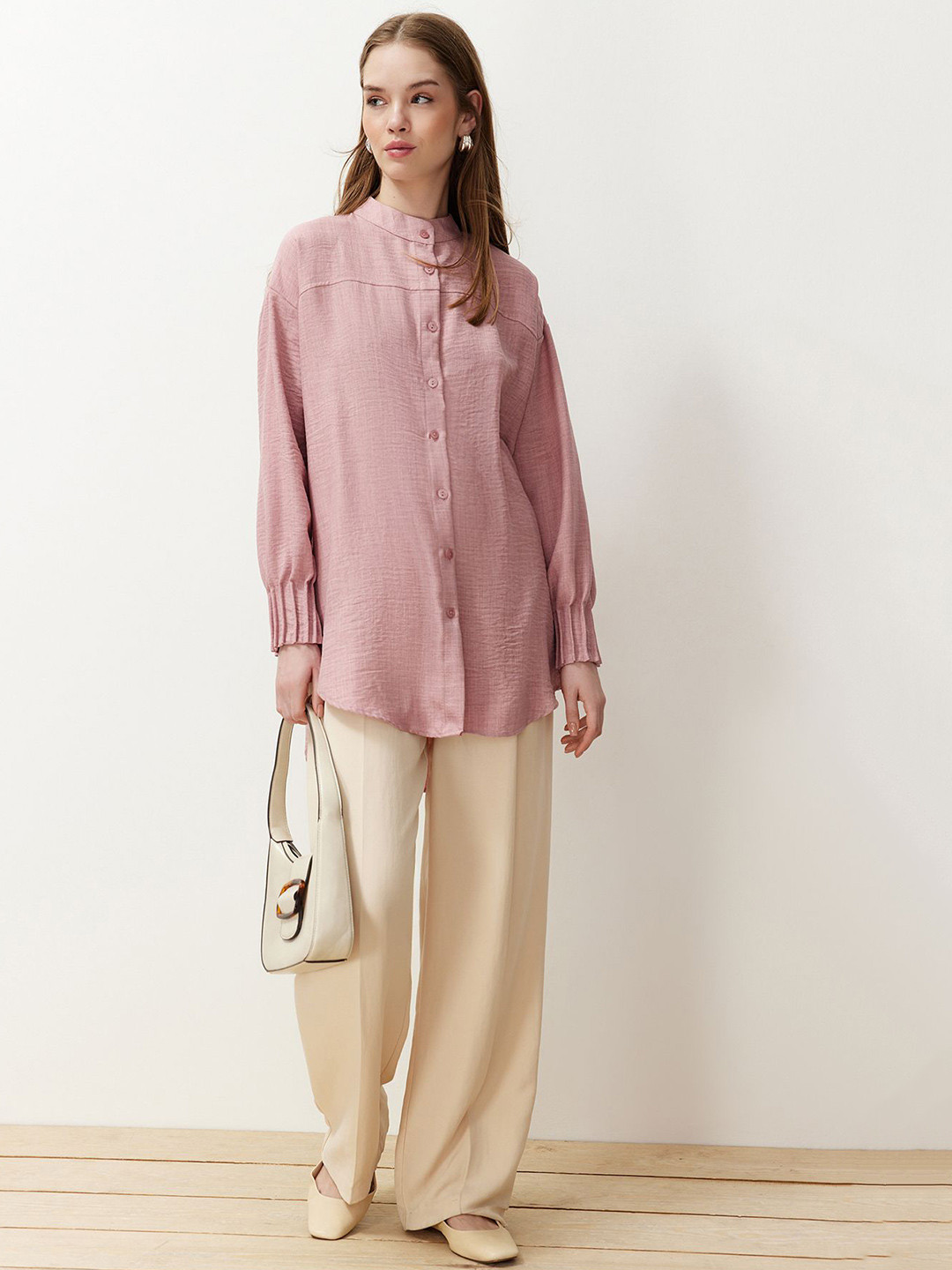 

Trendyol Women Opaque Casual Shirt, Pink