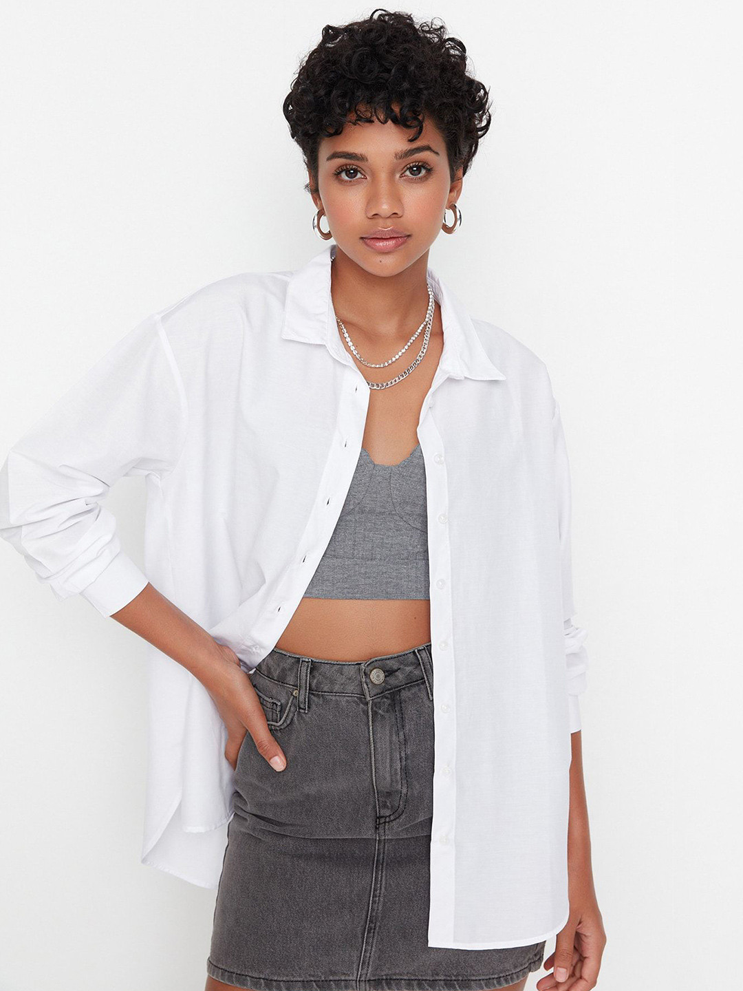 

Trendyol Women Opaque Casual Shirt, White