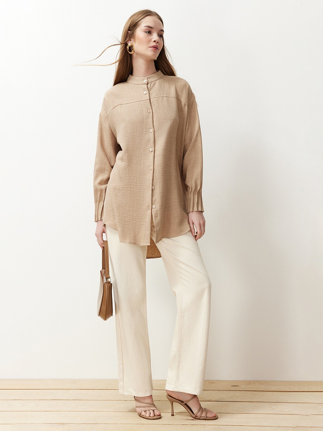 

Trendyol Women Opaque Casual Shirt, Beige