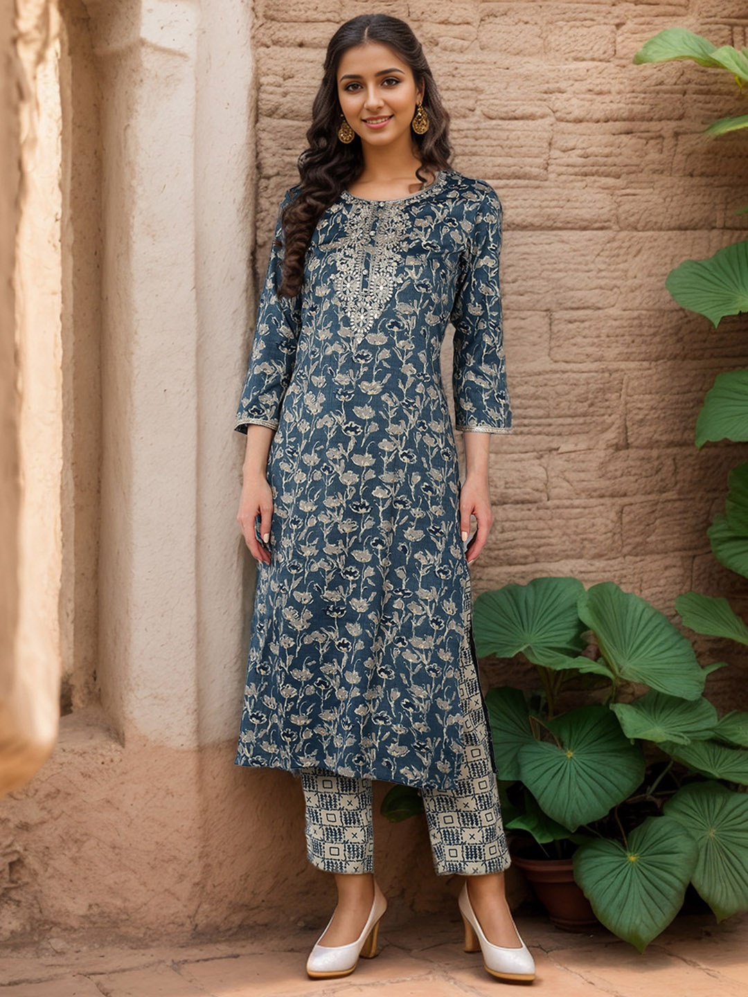 

Anouk Women Printed Ethnic Motifs Printed Straight Kurta, Blue