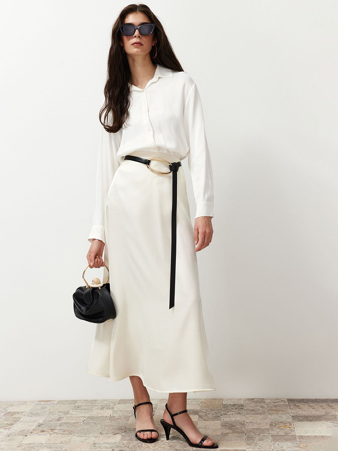 

TRENDYOL A-line Maxi Skirt, White