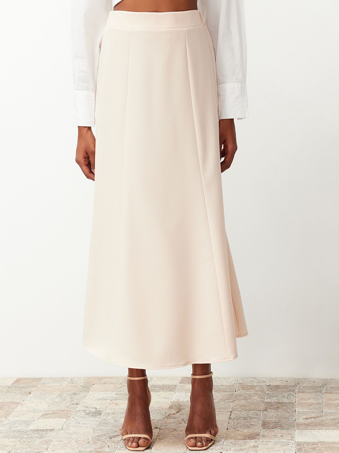 

Trendyol Flared A-line Maxi Skirt, Cream