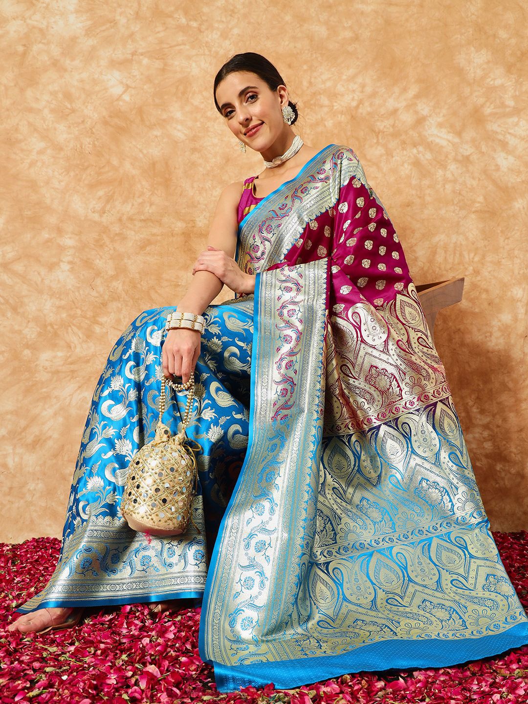 

Chhabra 555 Ethnic Motifs Woven Design Kanjeevaram Sarees, Purple