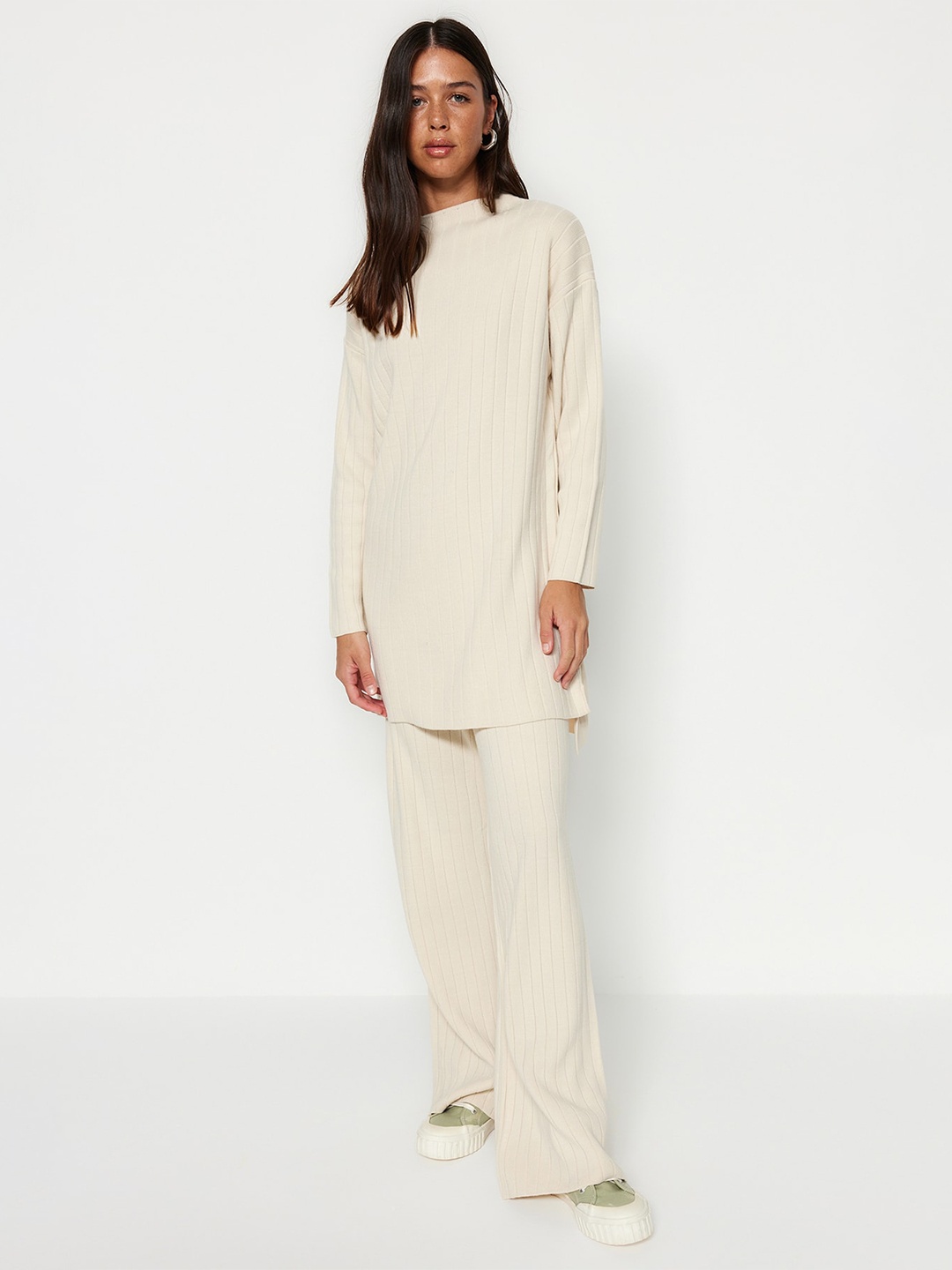 

Trendyol Striped Longline Pullover Sweater, Off white