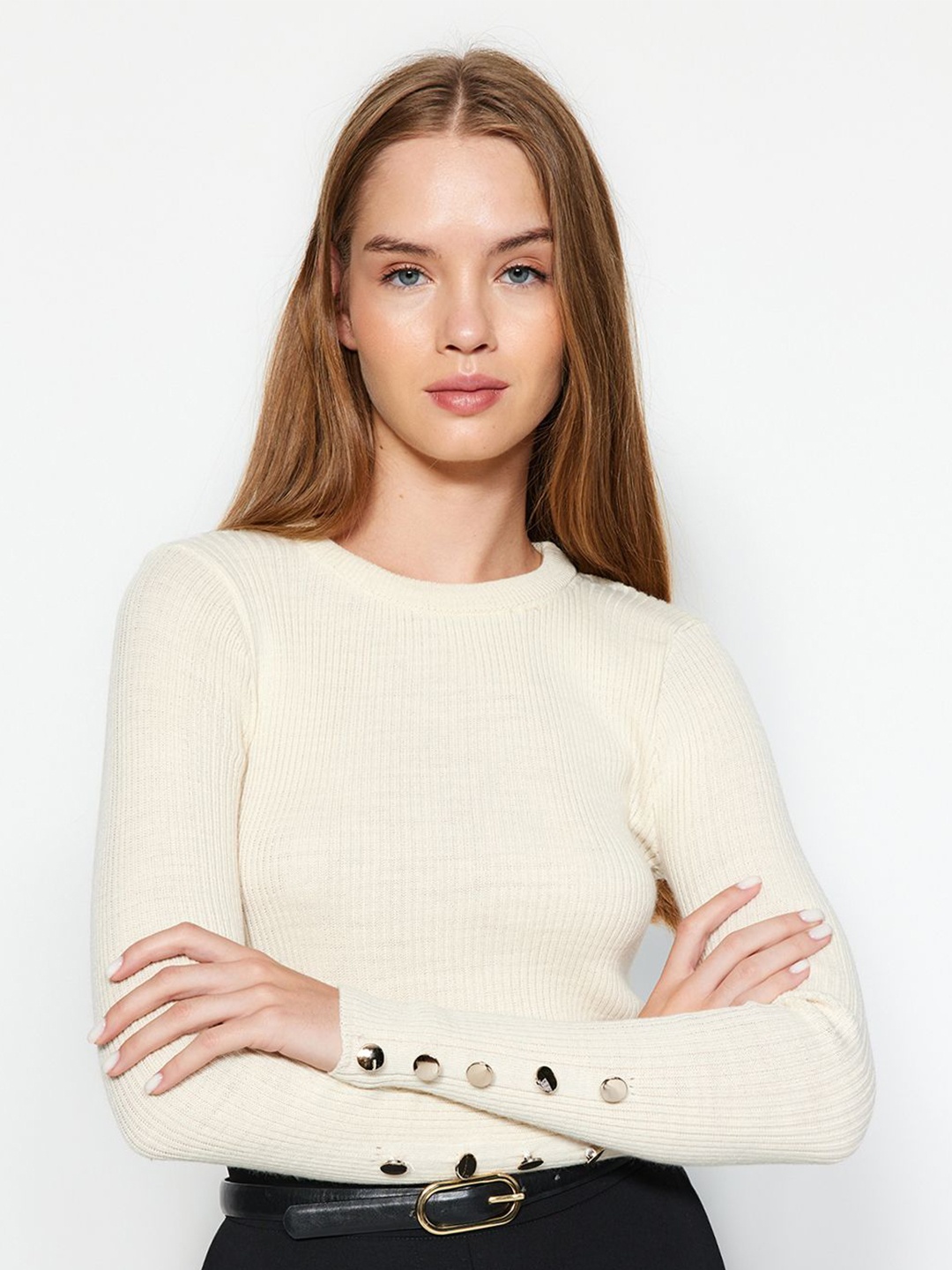 

Trendyol Striped Pullover Sweater, White