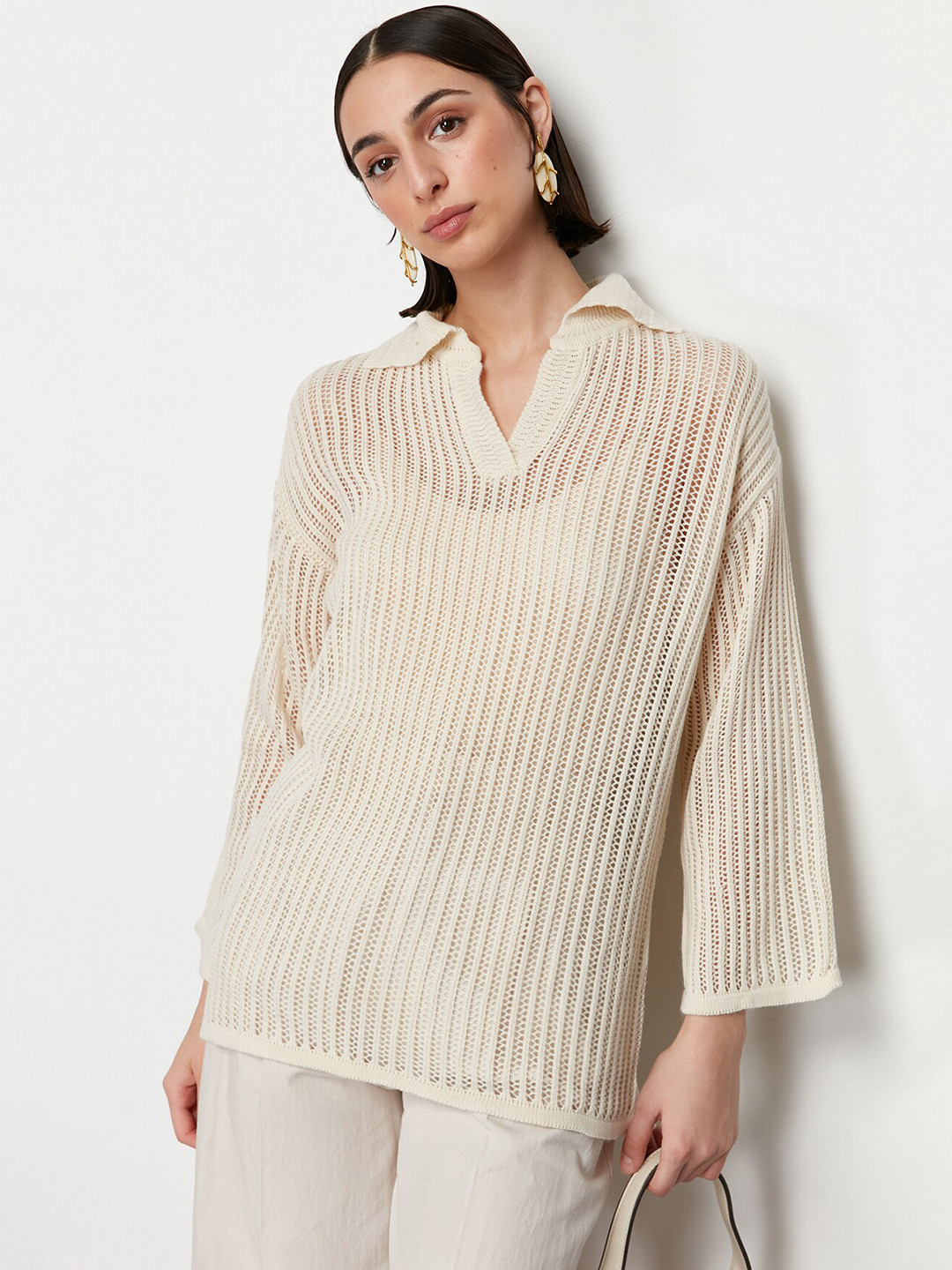 

Trendyol Self Design Pullover Sweater, White