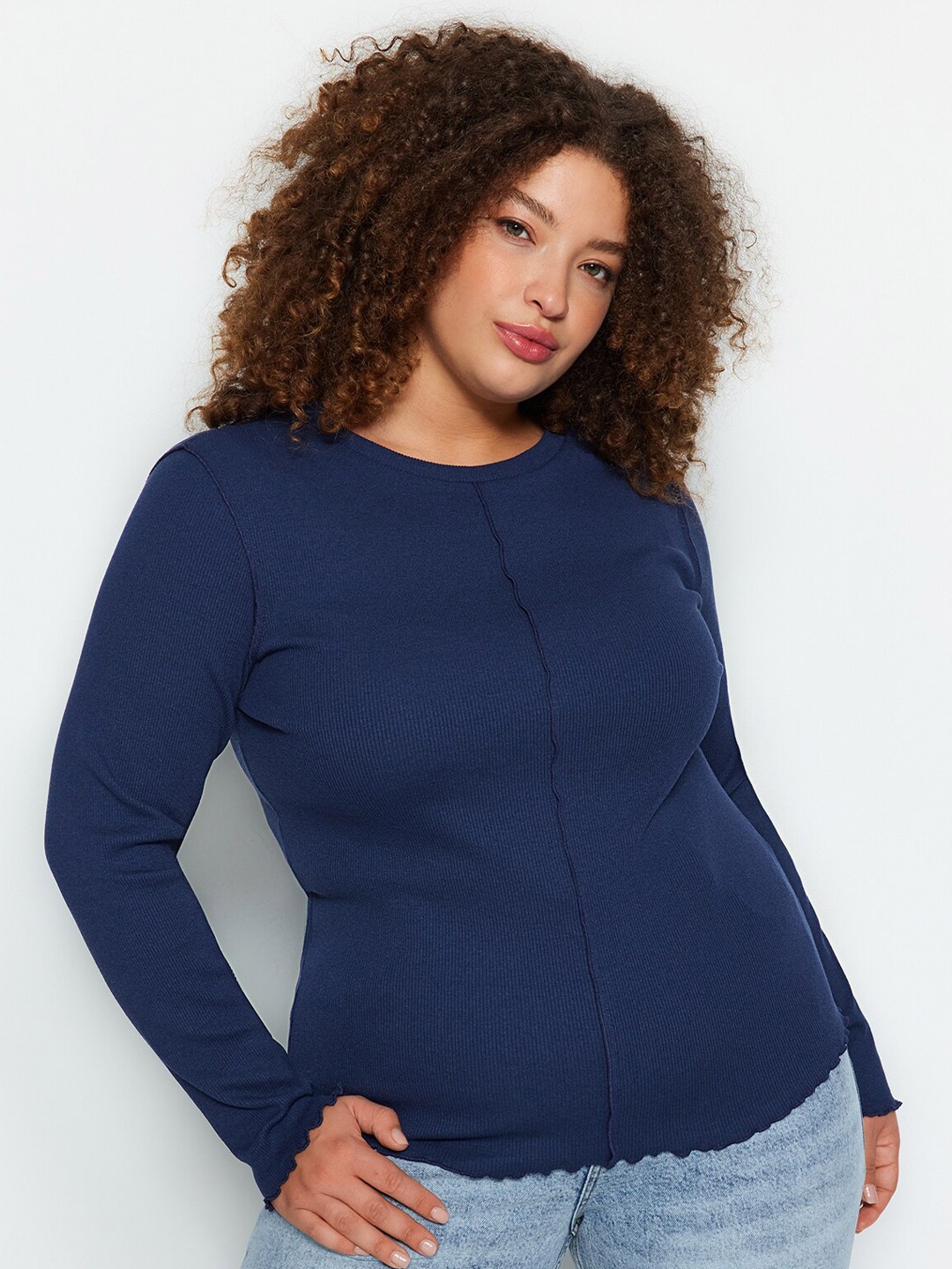 

Trendyol Women Round Neck Long Sleeves Top, Blue