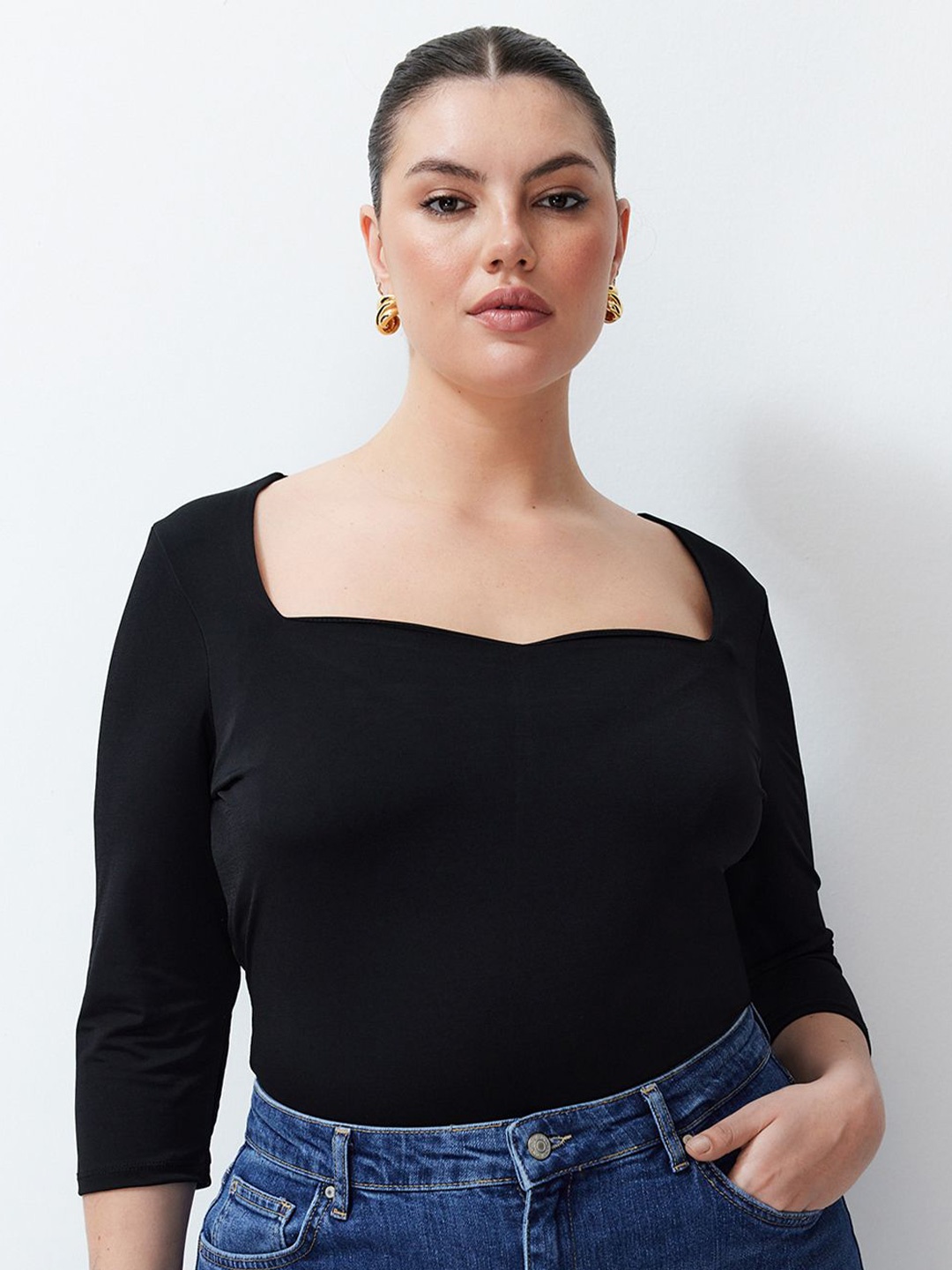 

Trendyol Sweetheart Neck Top, Black
