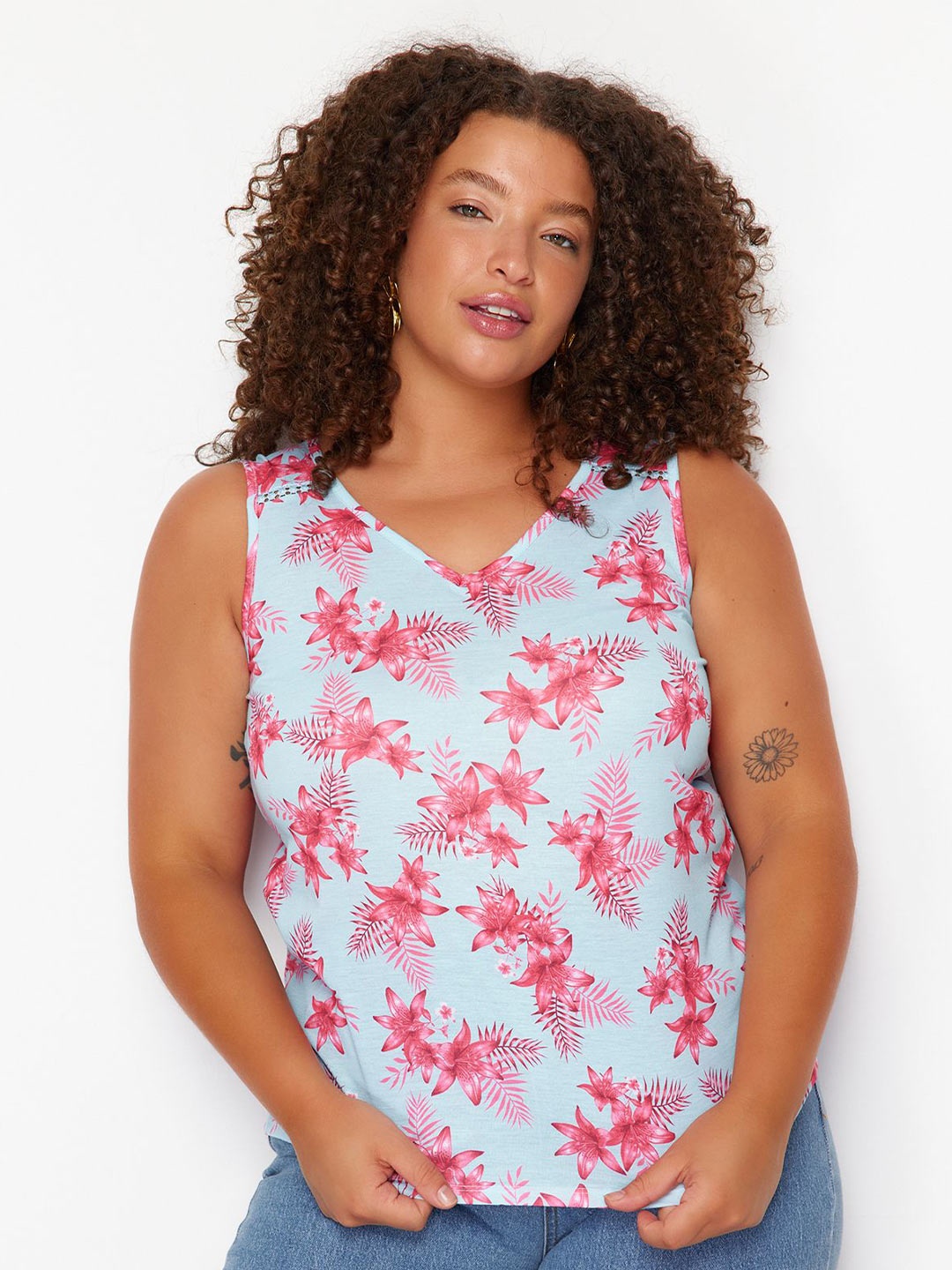 

Trendyol Floral Printed Top, Blue