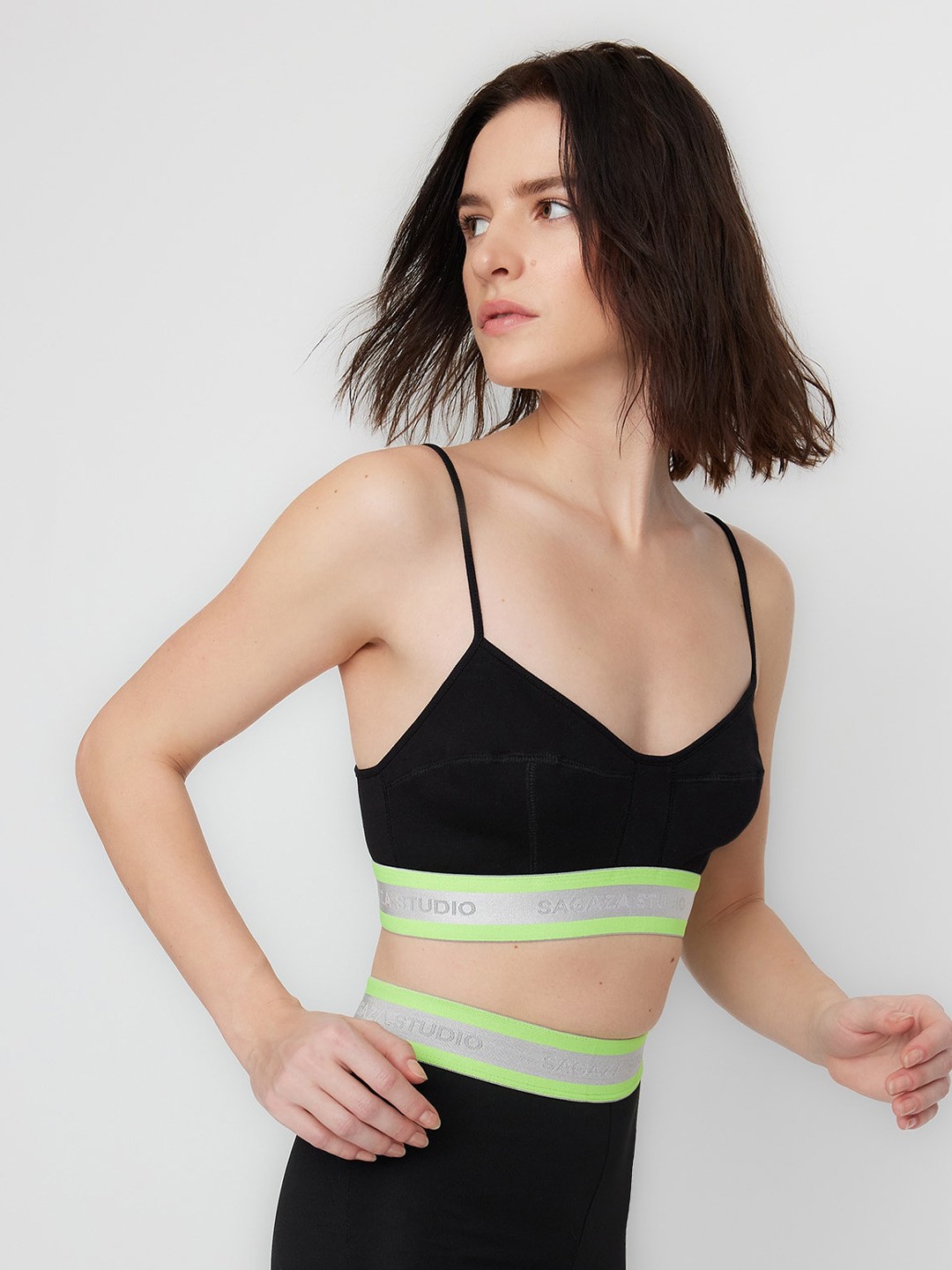 

Trendyol Shoulder Straps Cotton Bralette Crop Top, Black