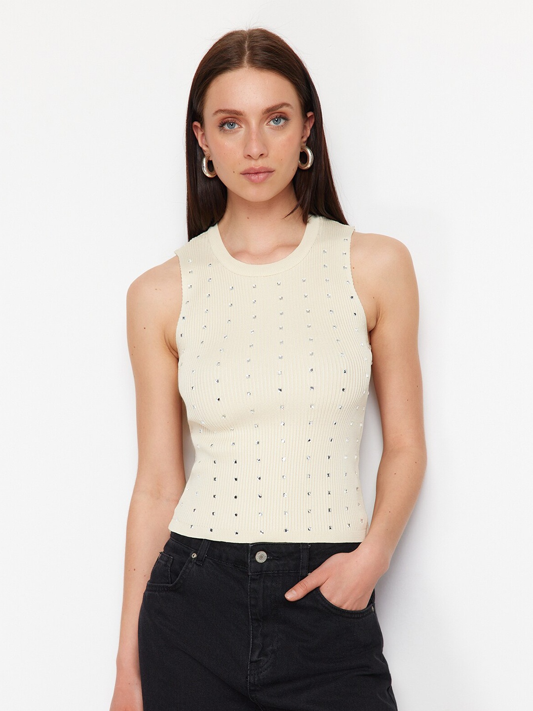 

Trendyol Top, Beige