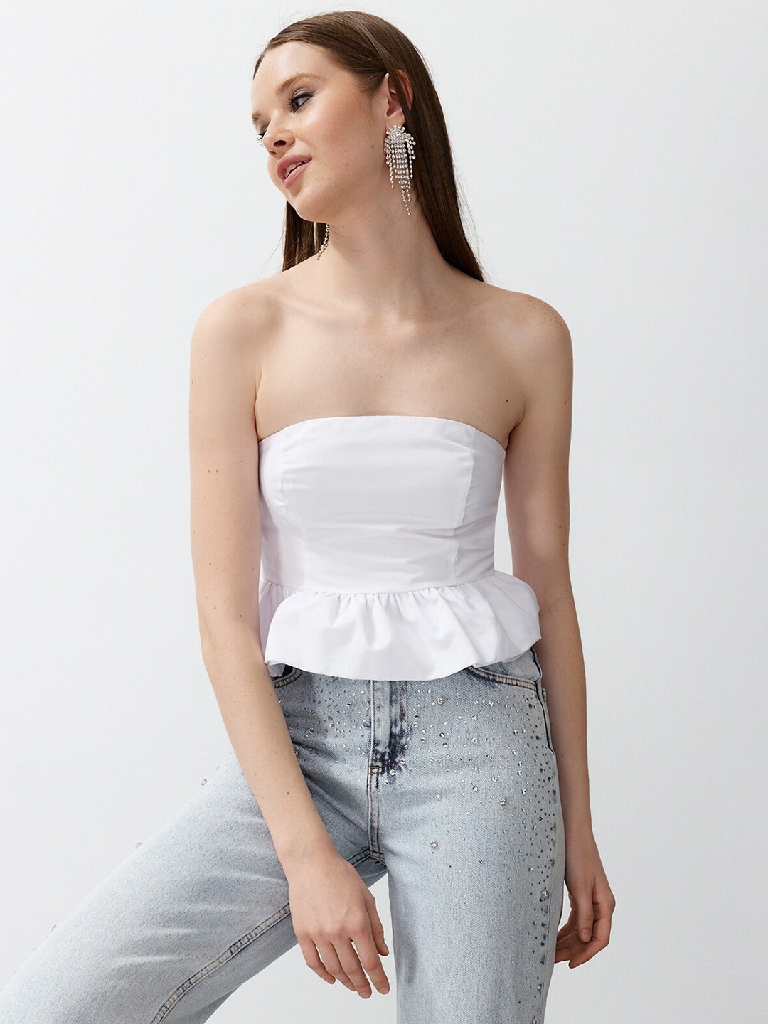 

Trendyol Women Cotton Tube Top, White