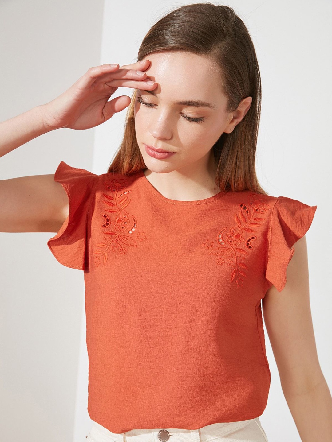 

Trendyol Flutter Sleeve Top, Na
