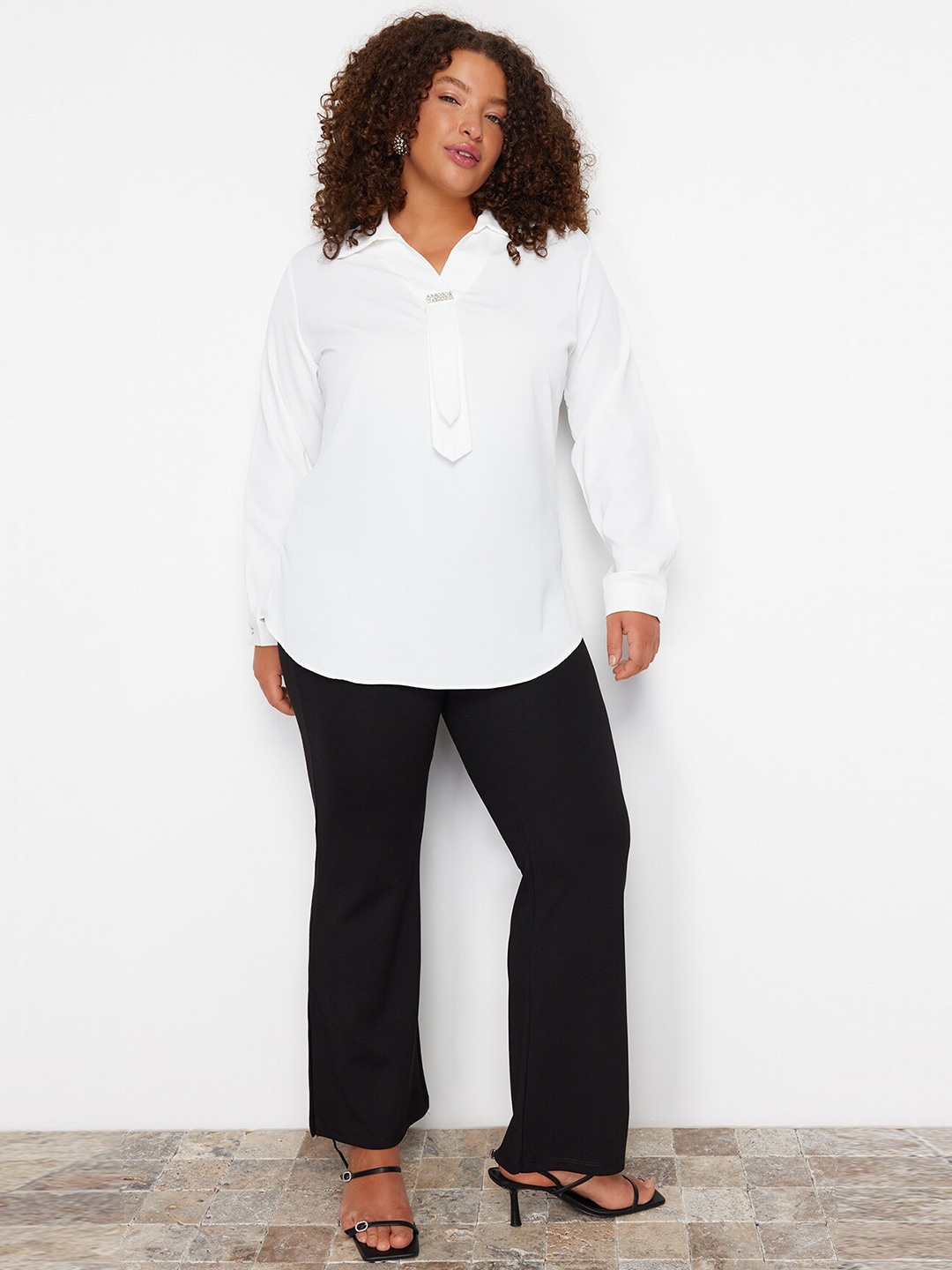 

Trendyol Mandarin Collar Shirt Style Top, Na