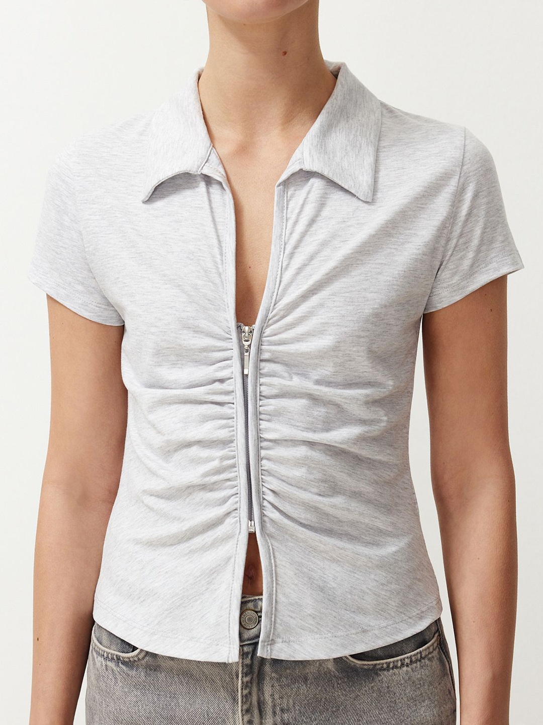 

Trendyol Cotton Shirt Style Top, Na