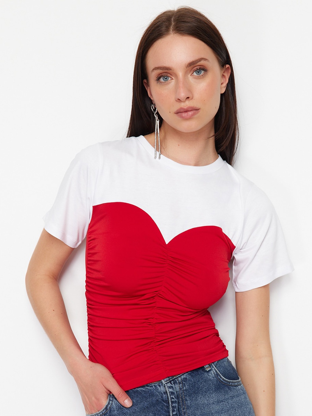 

Trendyol Colourblocked Fitted Top, White