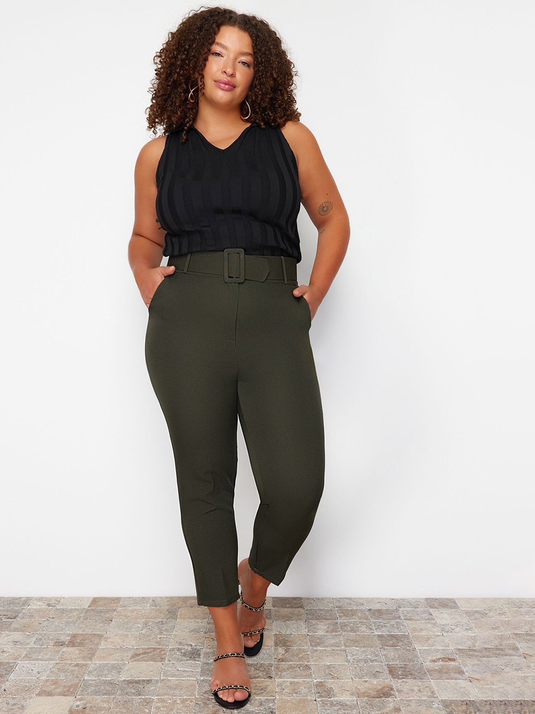 

Trendyol Women Plus Size Joggers Trousers, Na