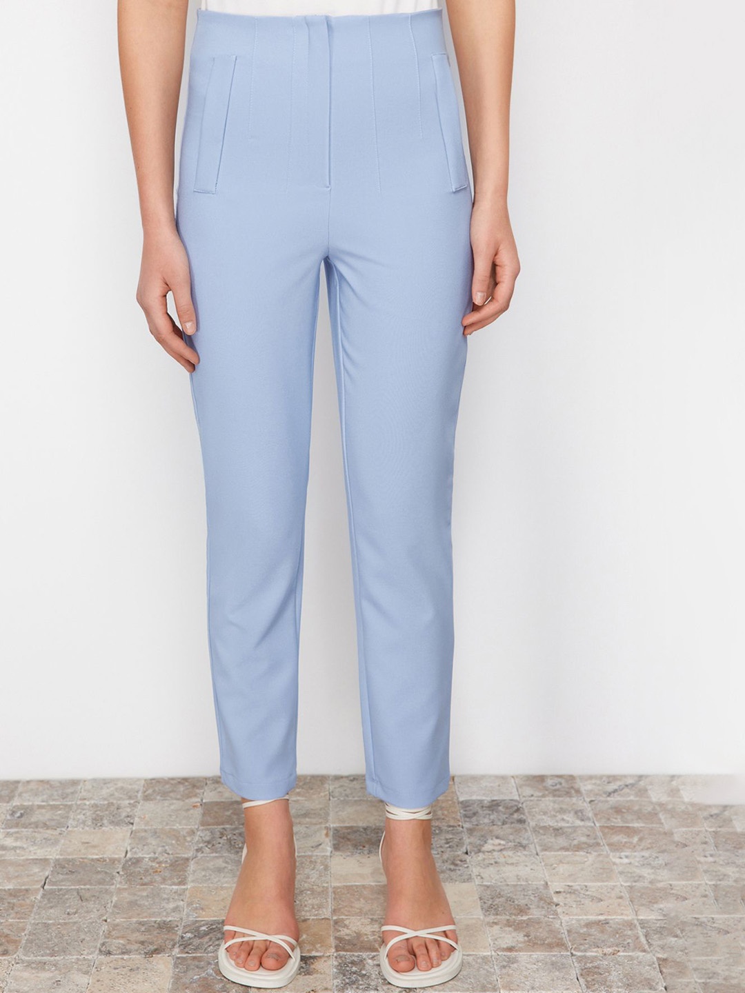 

Trendyol Women Mid-Rise Trousers, Blue